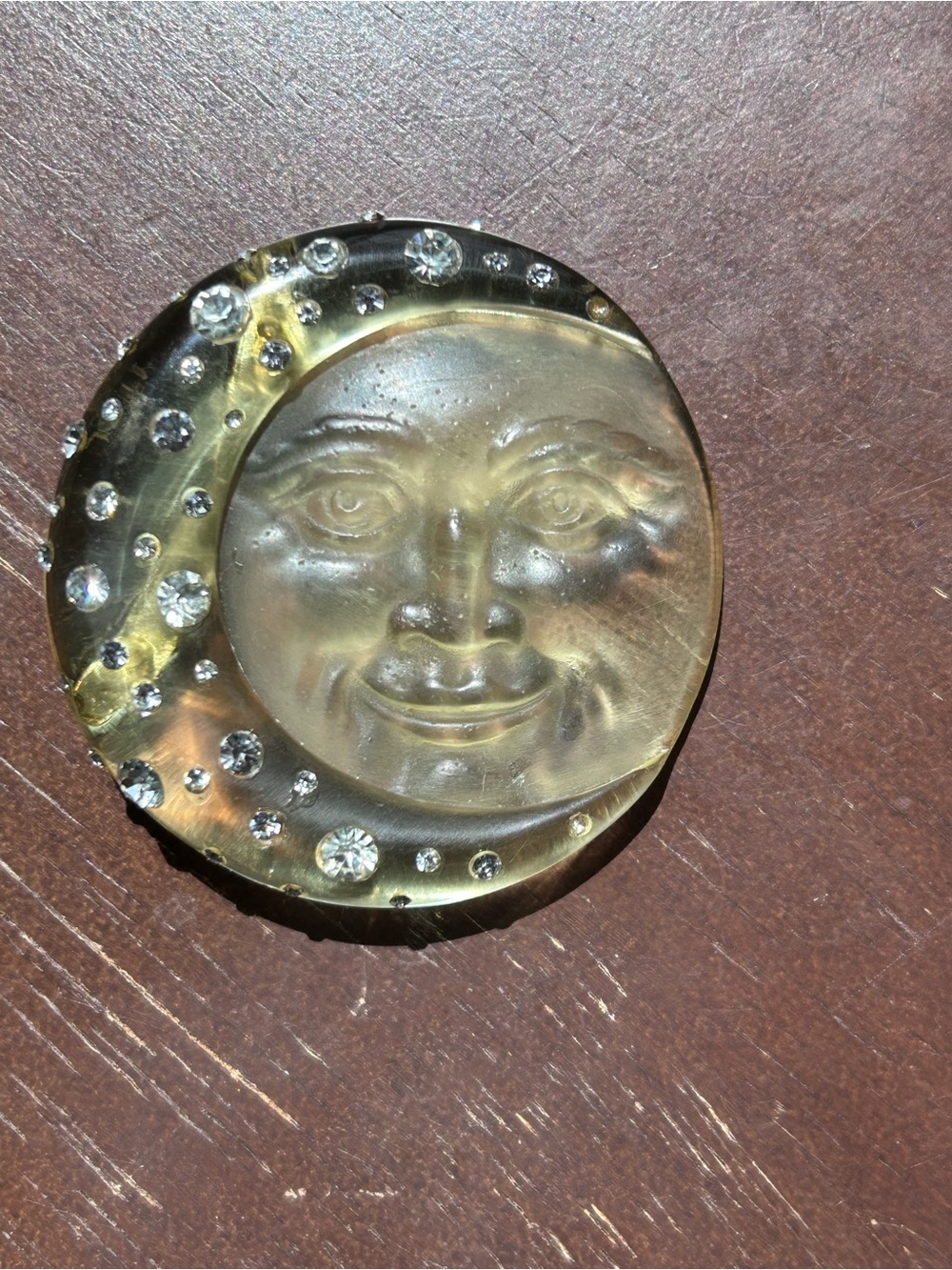 Celestial Moon Face Brooch with sparkling detail - Picture 2 of 10